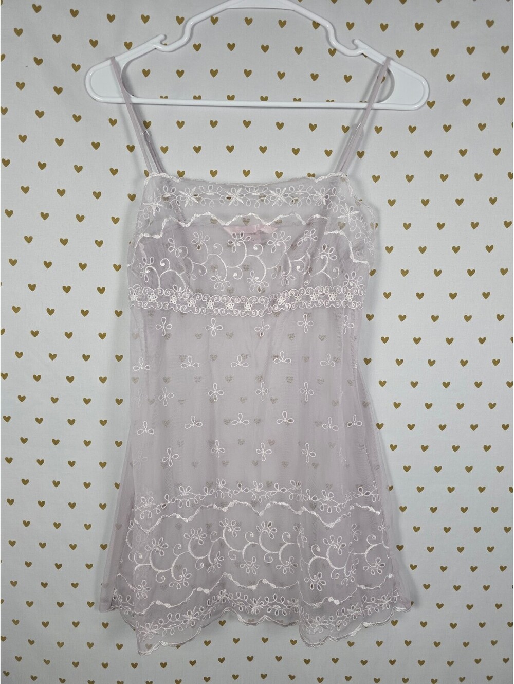 Victorias Secret Sheer Sexy Eyelet Nightie Babydoll Slip Dress Lingerie Medium